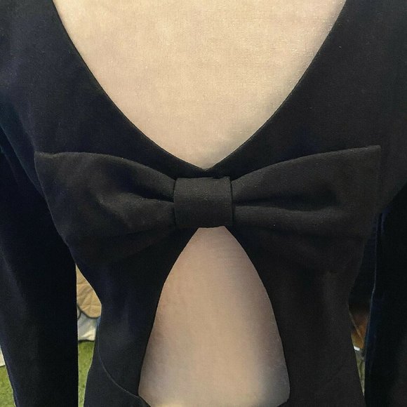 Ponte Sheath Cut Out Back Bow Long Sleeve Dress MD - Picture 5 of 7